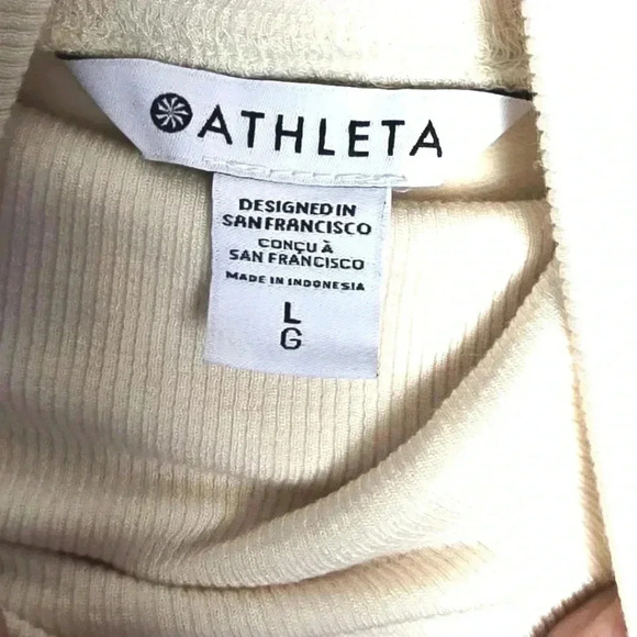 Athleta Womens L Balance Cinch Turtleneck Sweatshirt Chantilly Cream Comfy Layer - Picture 4 of 11